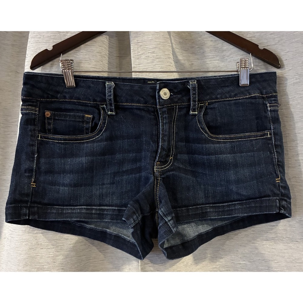 American Eagle Outfitters Vintage Y2K Low Rise Micro Shorty Jean Shorts Blue 12